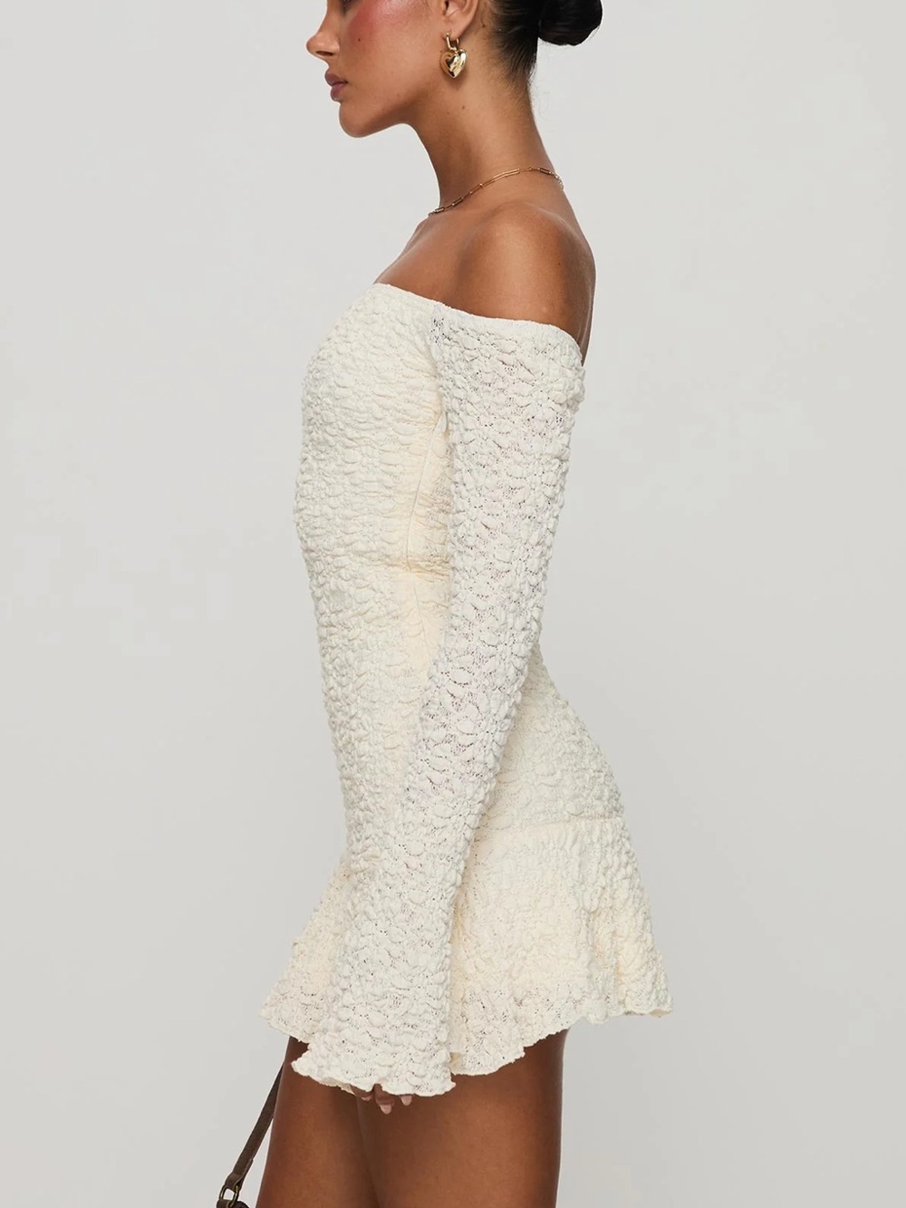 Princess Polly Vancesca Off Shoulder Long Sleeve Mini Dress Women’s 4 NWT